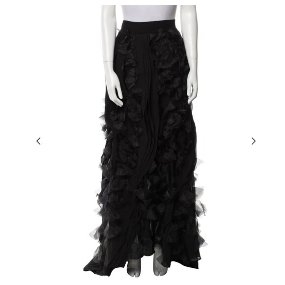 *RARE* HAUTE HIPPIE Ruffled Maxi Skirt with train - Picture 1 of 6